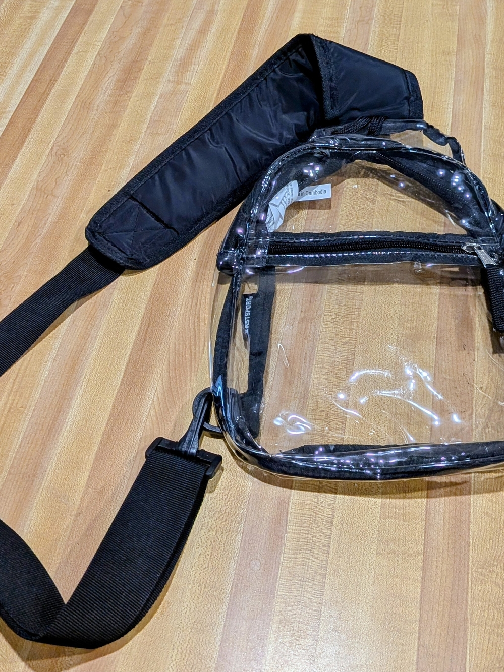 Eastsport Clear Stadium Crossbody Bag | Black Trim | Adjustable Strap
